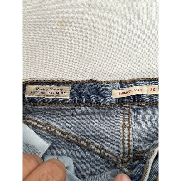 LEVI'S PREMIUM BIG E RIBCAGE Straight Button Fly Jeans Blue Denim Size 28 (611) - Picture 6 of 10